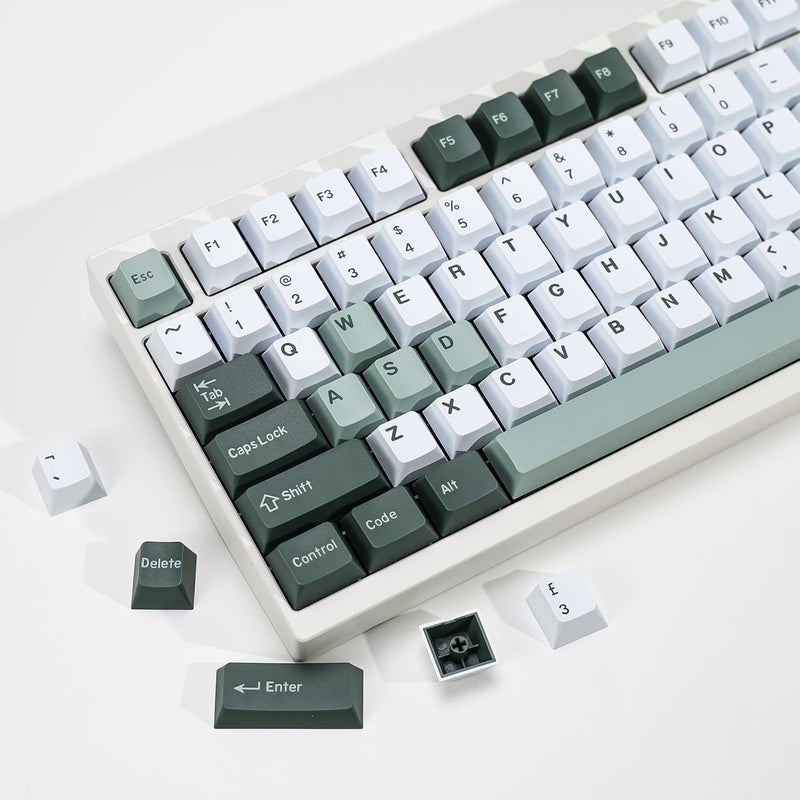 KBDiy Botanical PBT Double Shot Keycap Set,174 Keys Green Keycaps Cute Keycaps 60 Percent Cherry Profile Key caps for 61/64/68/84/87/100/104/108 Mechanical Keyboard - Image 1
